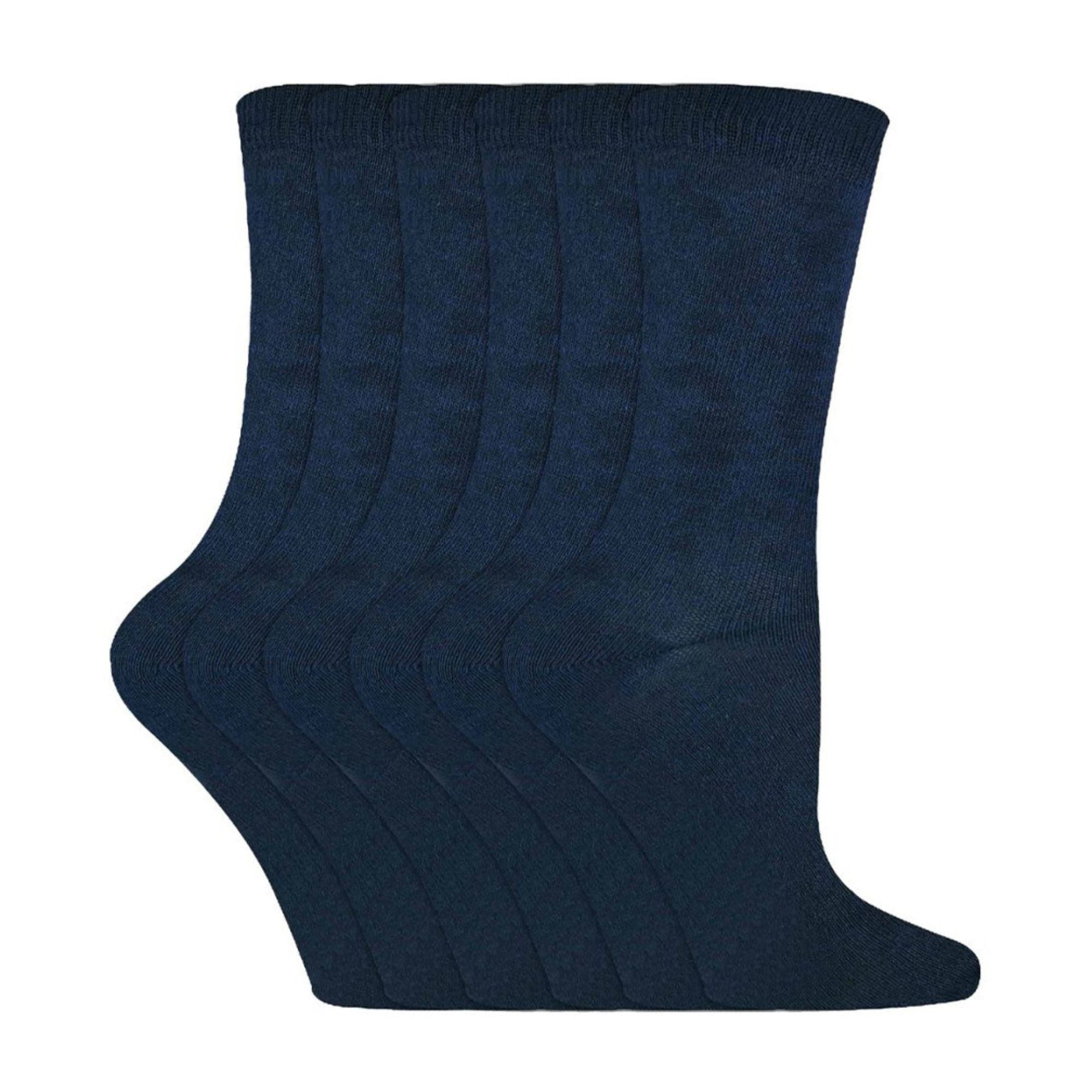 6 Pack Kids Plain Solid Coloured Cotton Socks