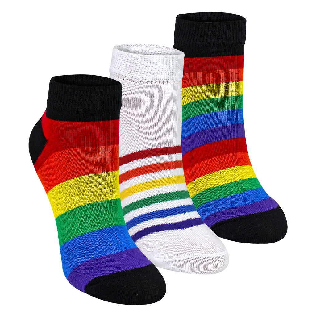 Kids Boys Girls Rainbow Trainer Cotton Socks Colourful Striped Socks