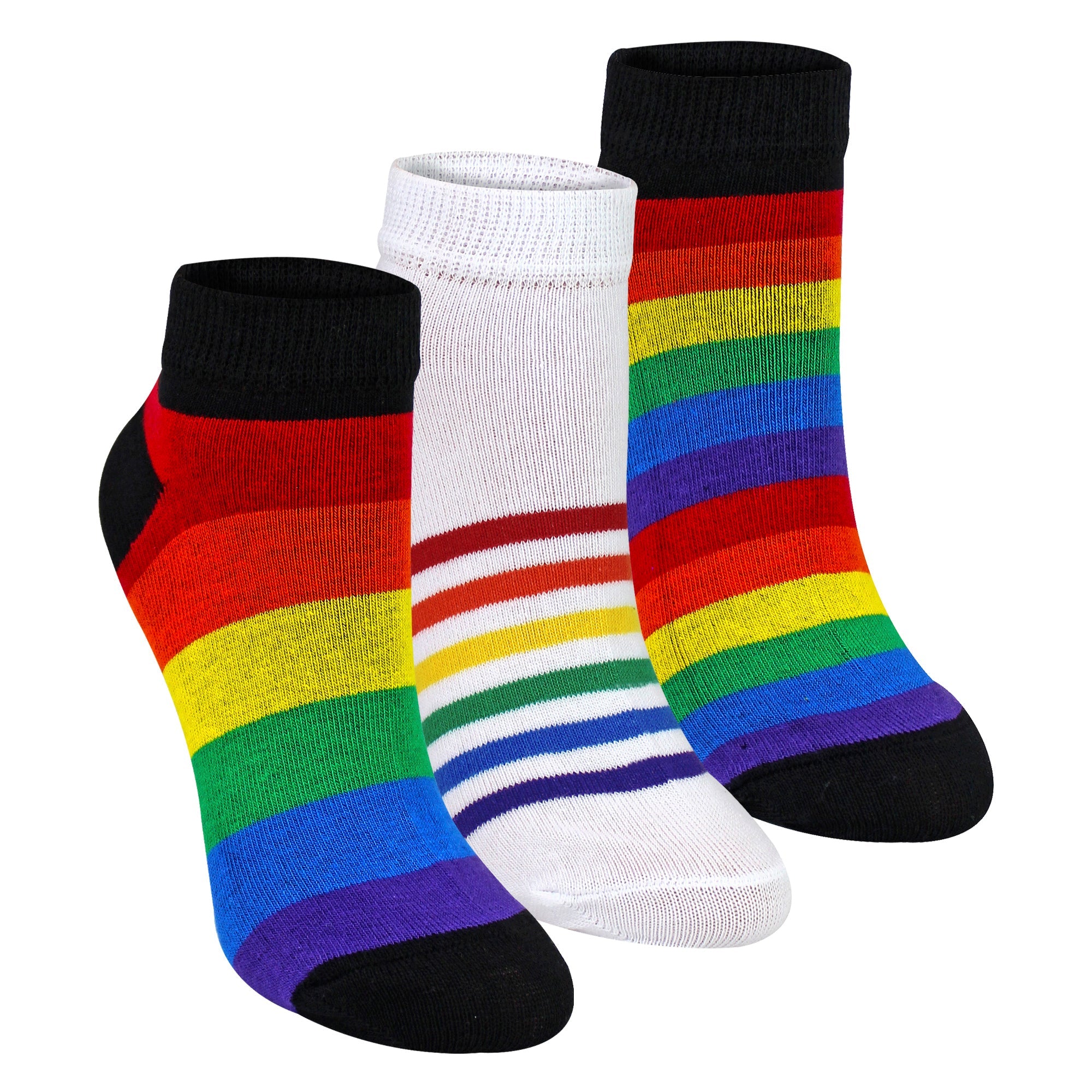 Kids Boys Girls Rainbow Trainer Cotton Socks Colourful Striped Socks