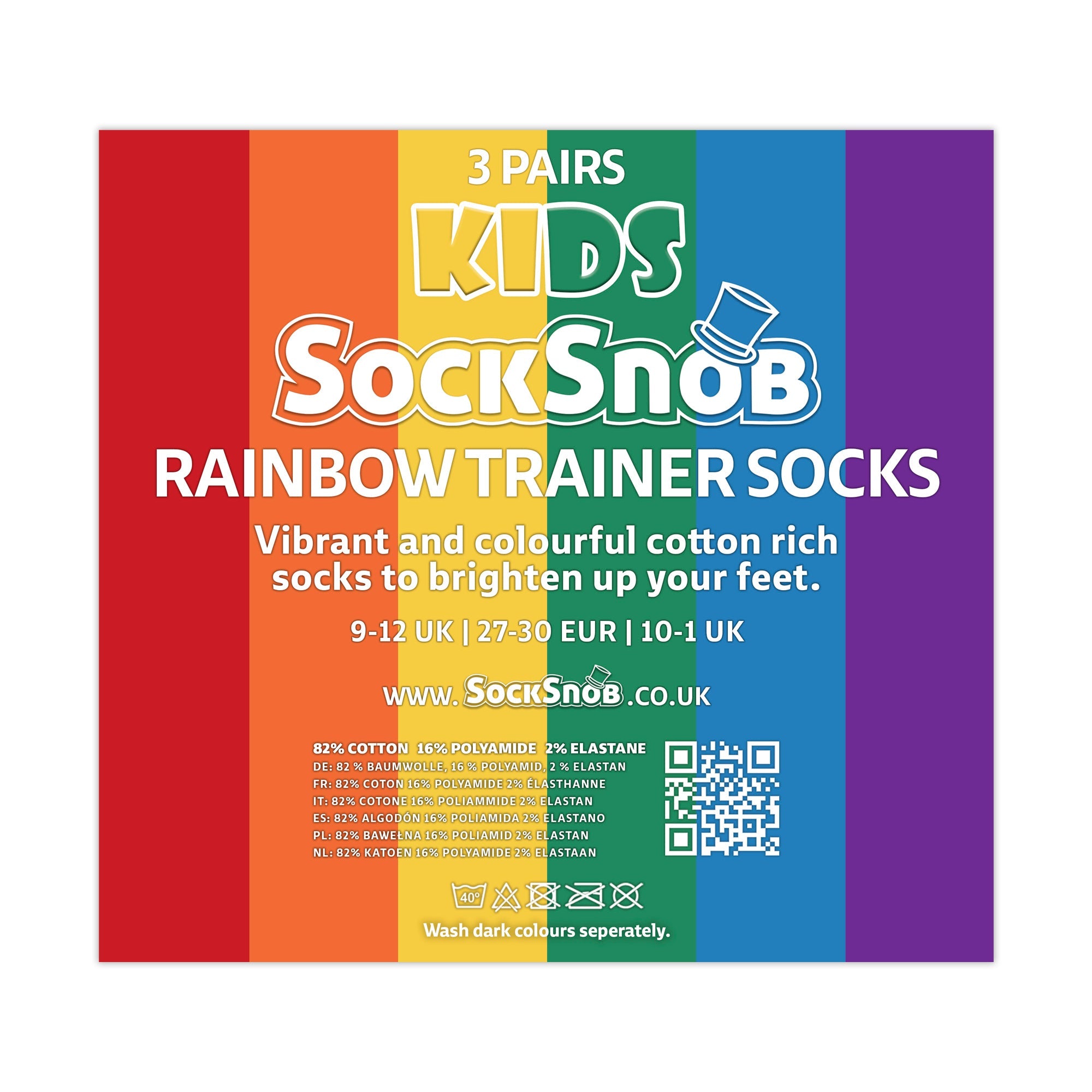 Kids Boys Girls Rainbow Trainer Cotton Socks Colourful Striped Socks