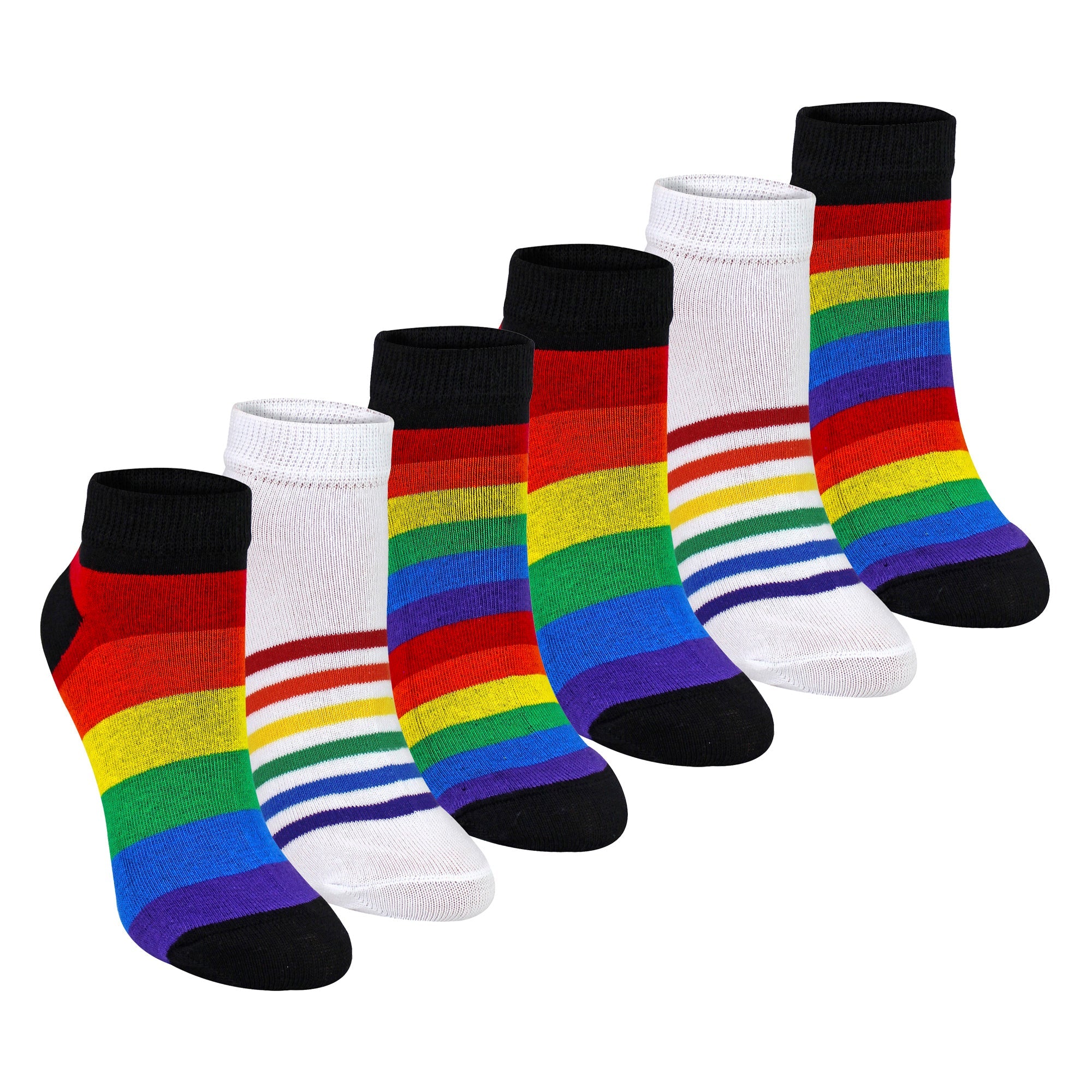 Kids Boys Girls Rainbow Trainer Cotton Socks Colourful Striped Socks