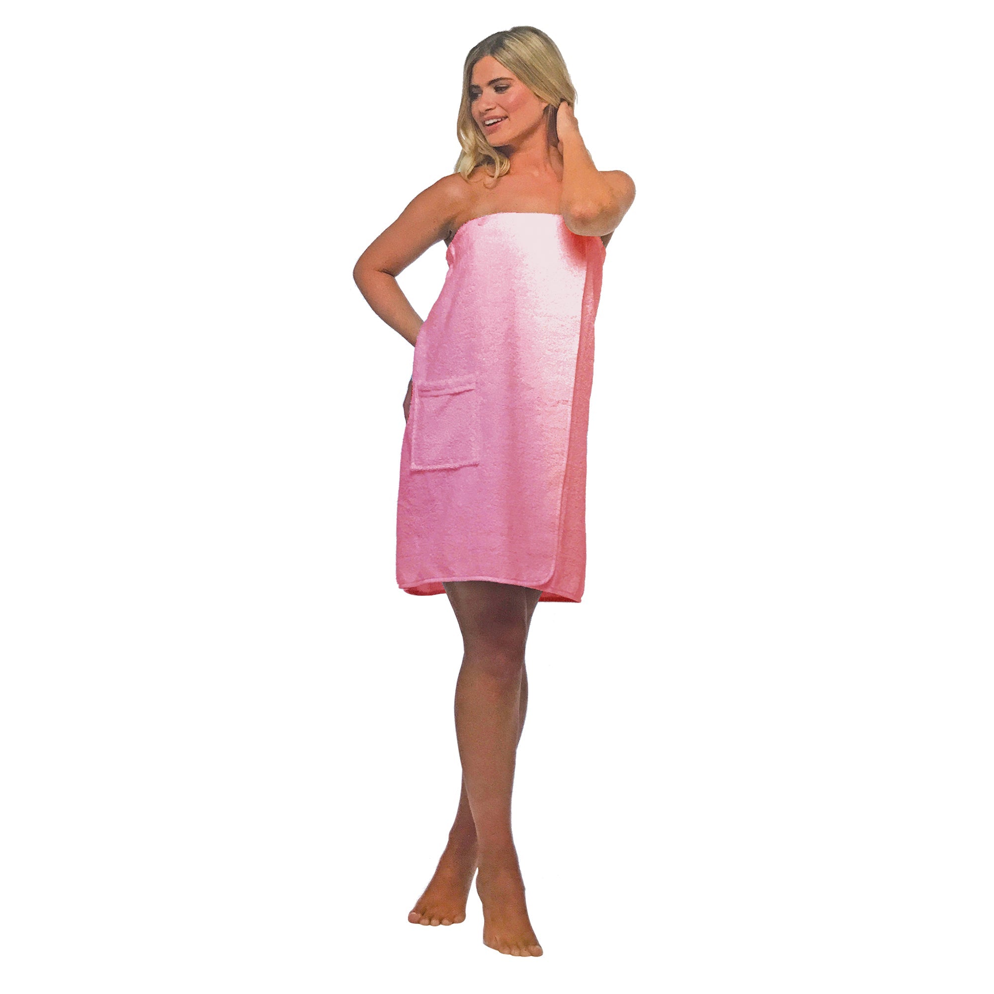 Ladies 100% Cotton Terry Cloth Spa Bath Towel Wrap with Pocket