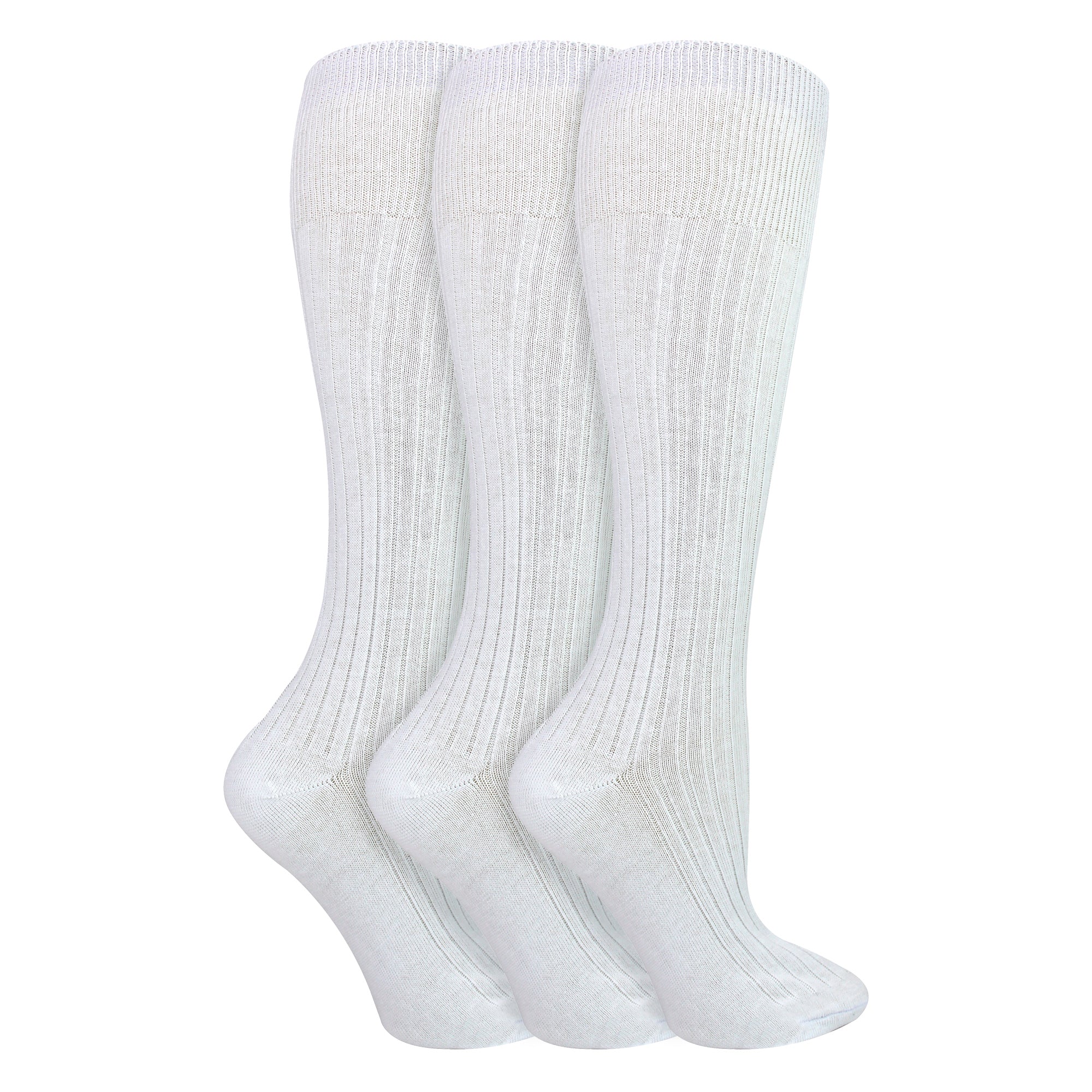 Ladies 3 Pack Knee High 100% Cotton Soft Breathable Socks