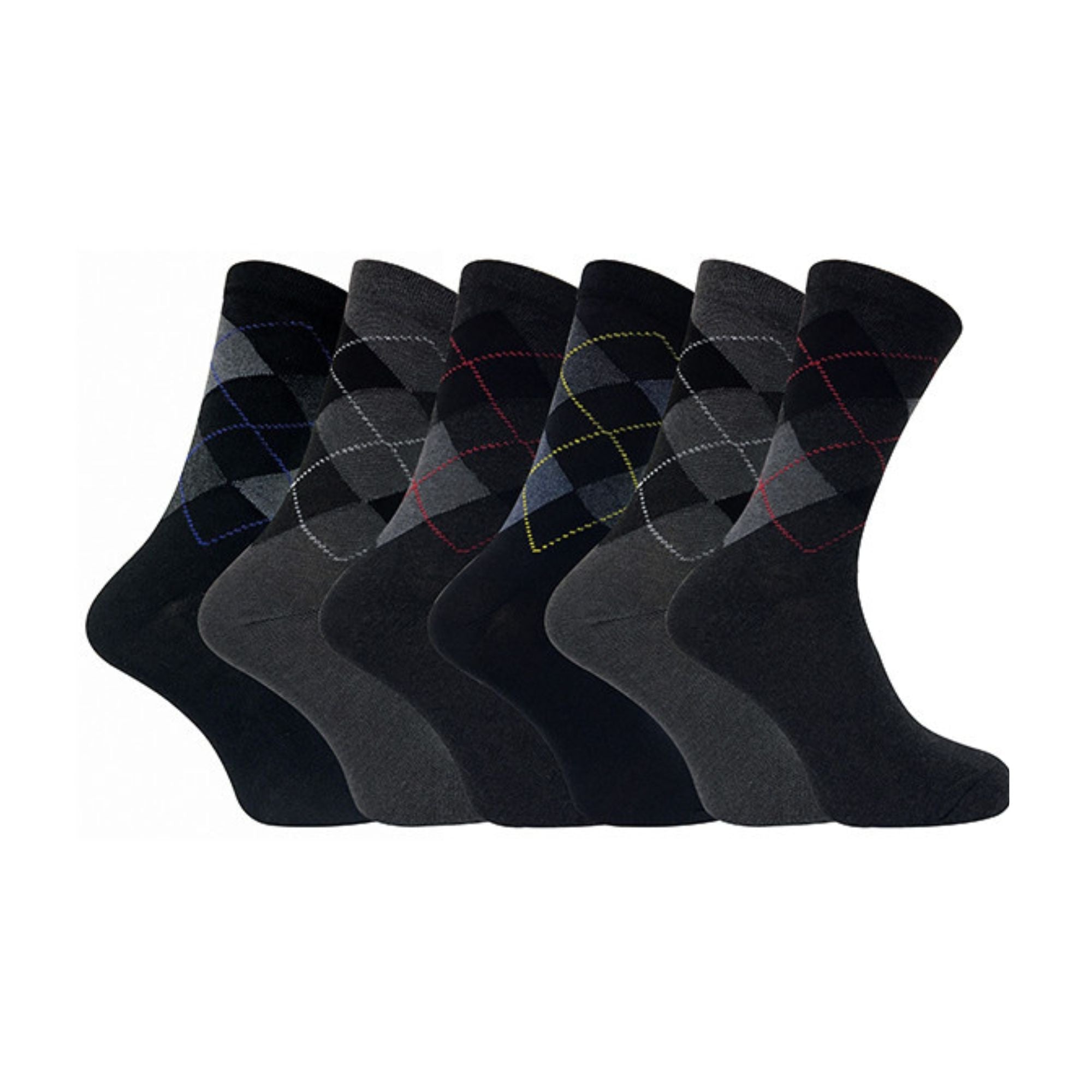 6 Pack Mens Patterned Coloured Soft Cotton Dress Socks