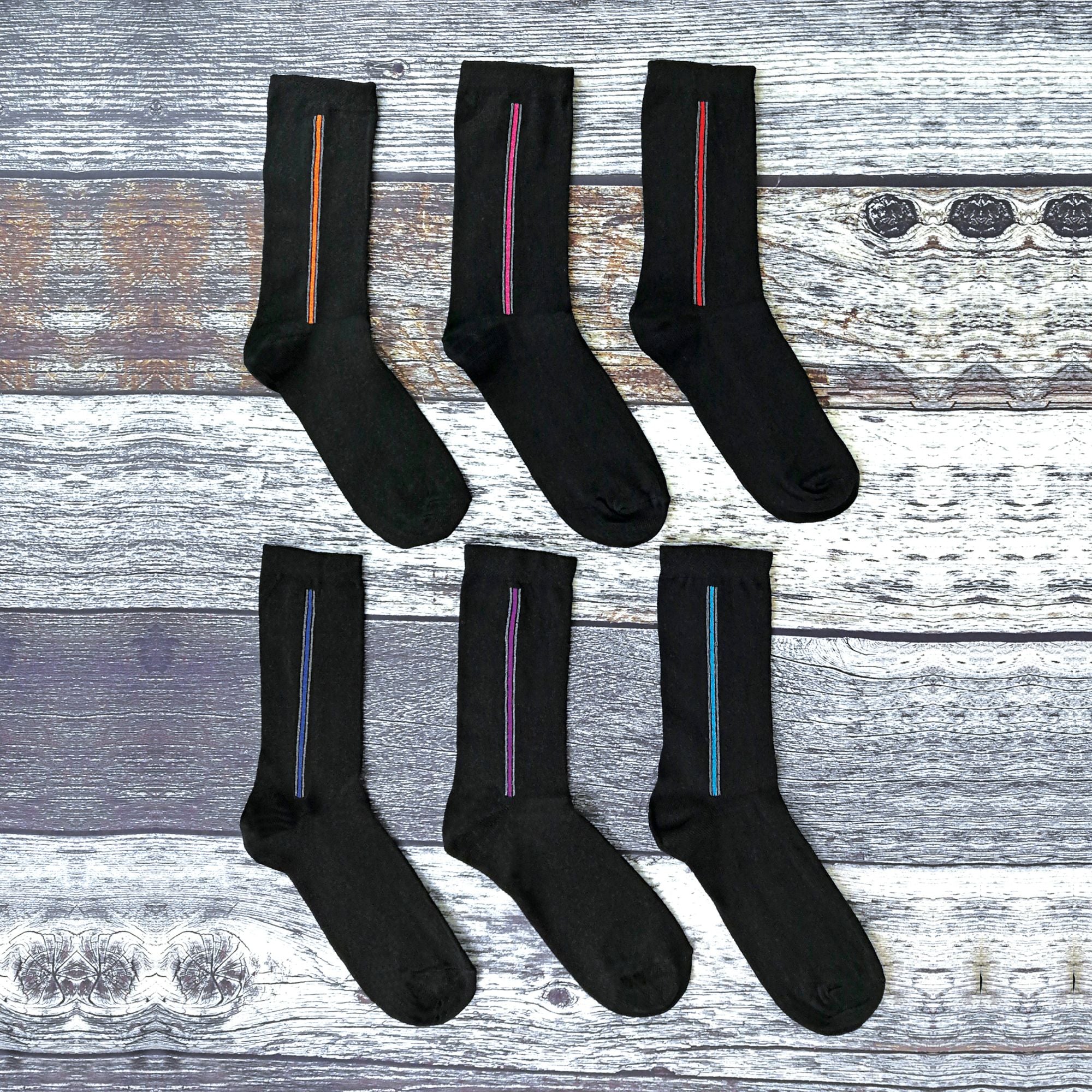 6 Pack Mens Patterned Coloured Soft Cotton Dress Socks