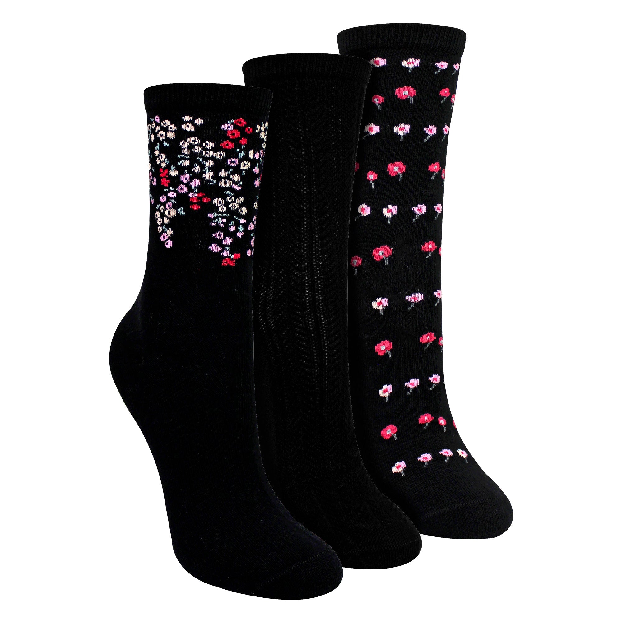 3 Pairs Ladies Floral Pattern Socks - Soft Cotton Rich Everyday Socks