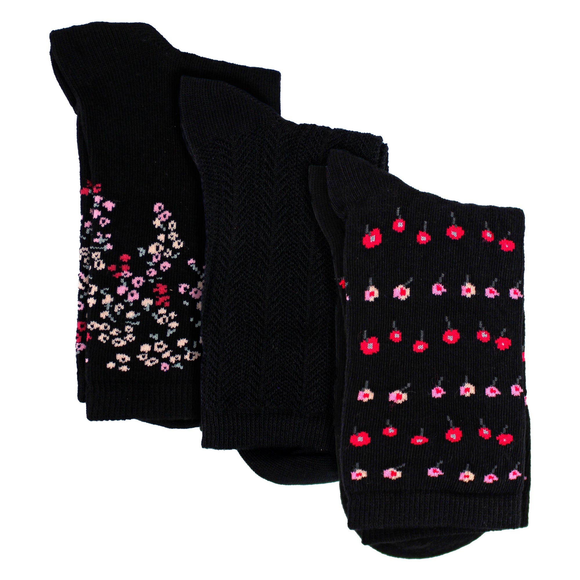 3 Pairs Ladies Floral Pattern Socks - Soft Cotton Rich Everyday Socks