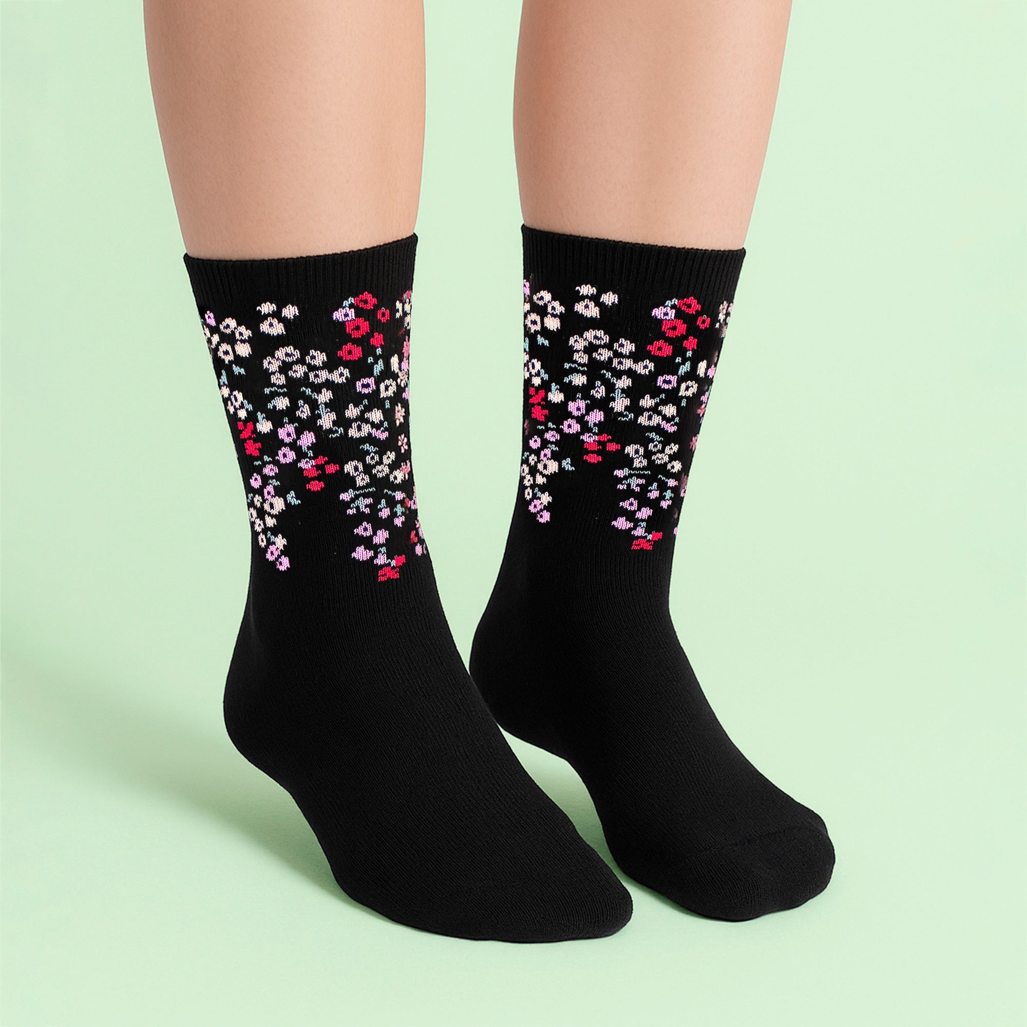3 Pairs Ladies Floral Pattern Socks - Soft Cotton Rich Everyday Socks