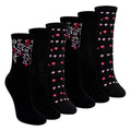 6 Pairs Ladies Floral Pattern Socks - Soft Cotton Rich Everyday Socks