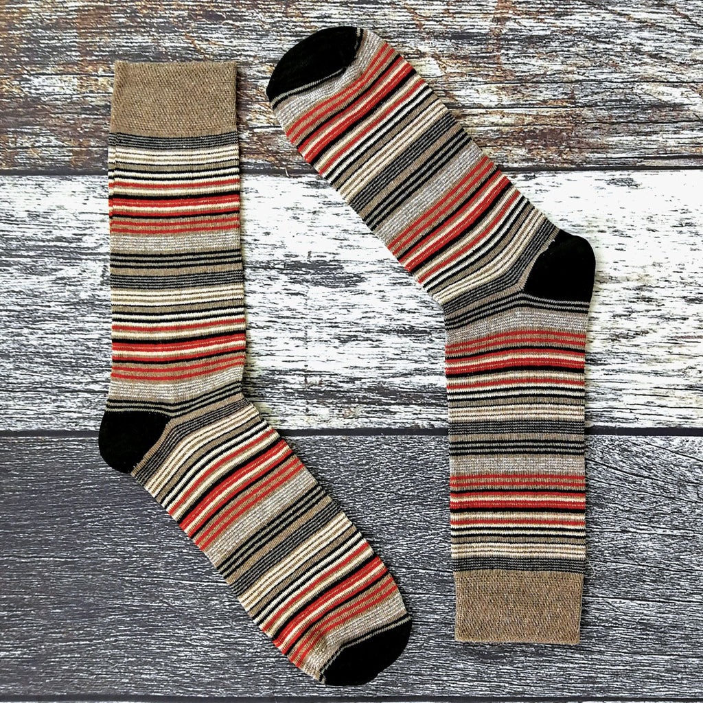 6 Pack Mens Colourful Striped Patterned Dress Cotton Socks