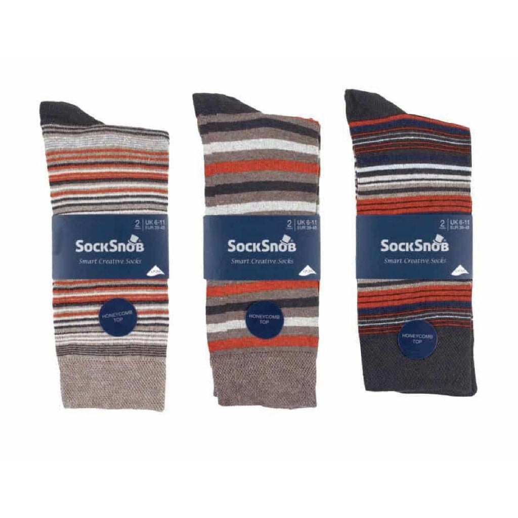 6 Pack Mens Colourful Striped Patterned Dress Cotton Socks