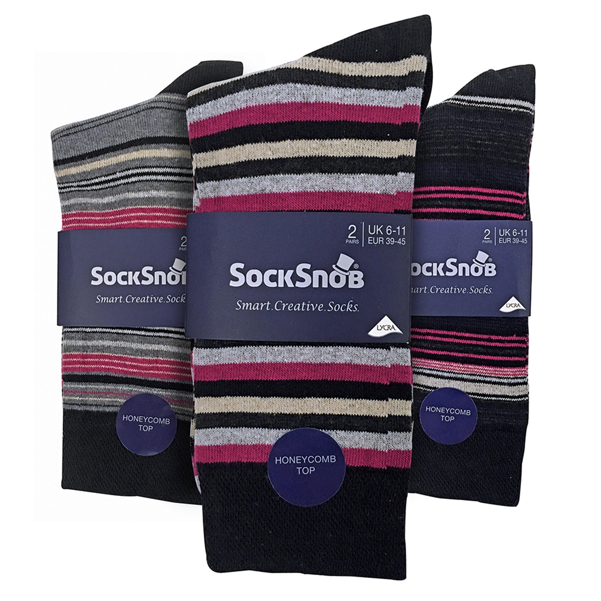 6 Pack Mens Colourful Striped Patterned Dress Cotton Socks