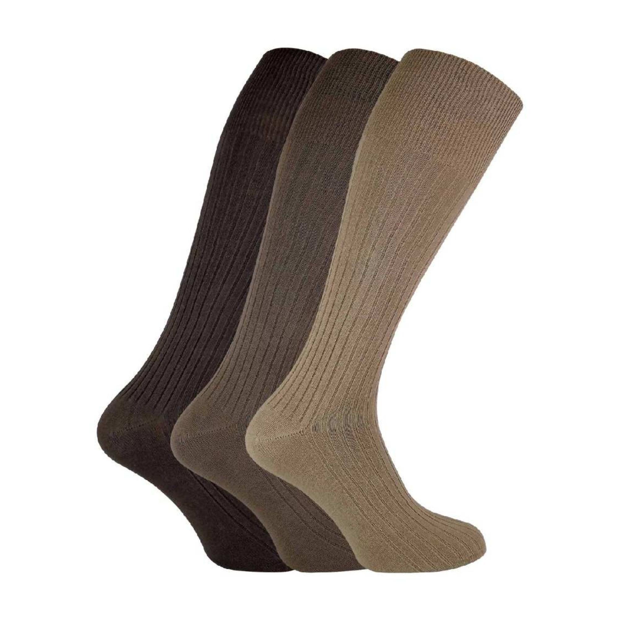 3 Pack Mens Long Knee High Length 100% Cotton Socks