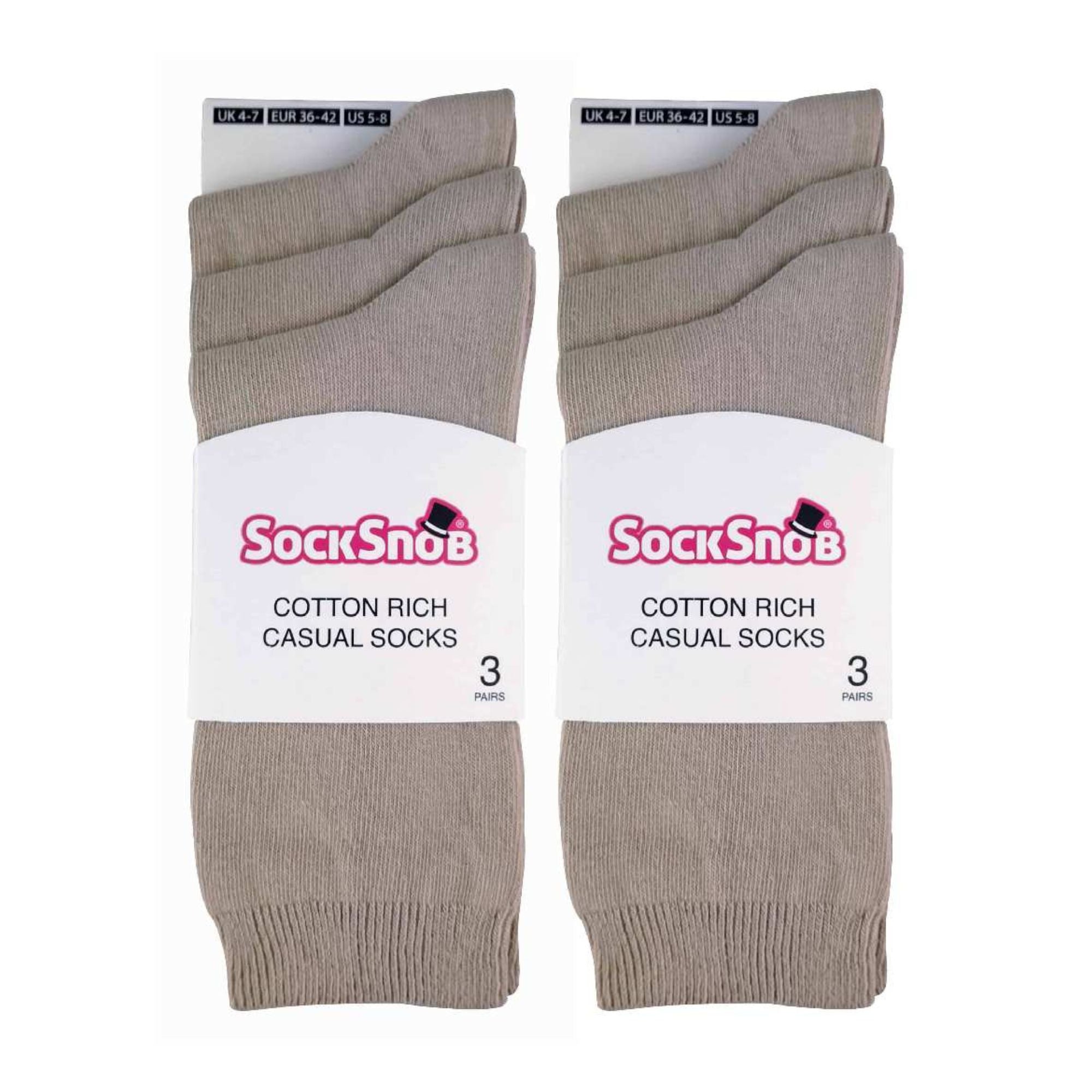 Ladies Plain Coloured Cotton Rich Dress Socks (Multipack Options)