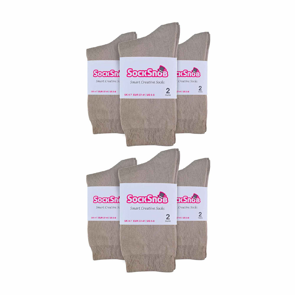 Ladies Plain Coloured Cotton Rich Dress Socks (Multipack Options)
