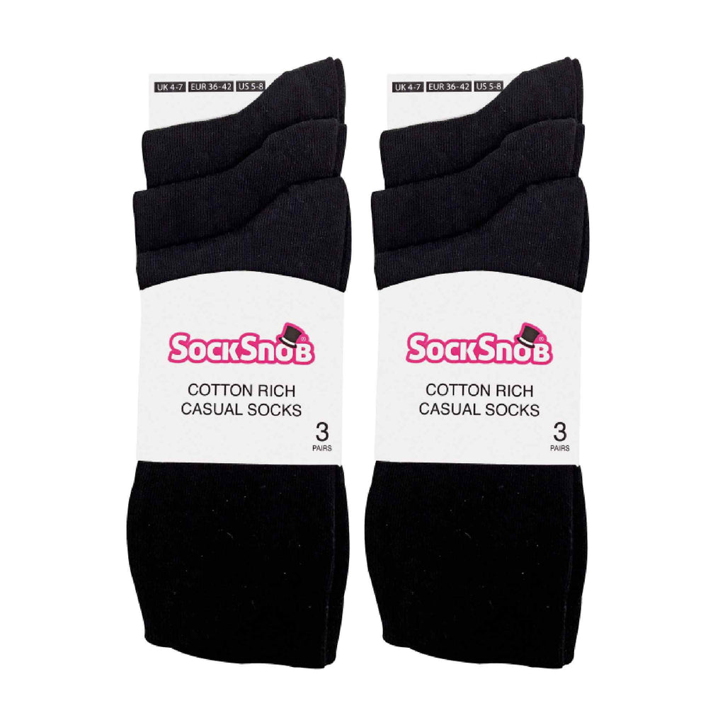 Ladies Plain Coloured Cotton Rich Dress Socks (Multipack Options)