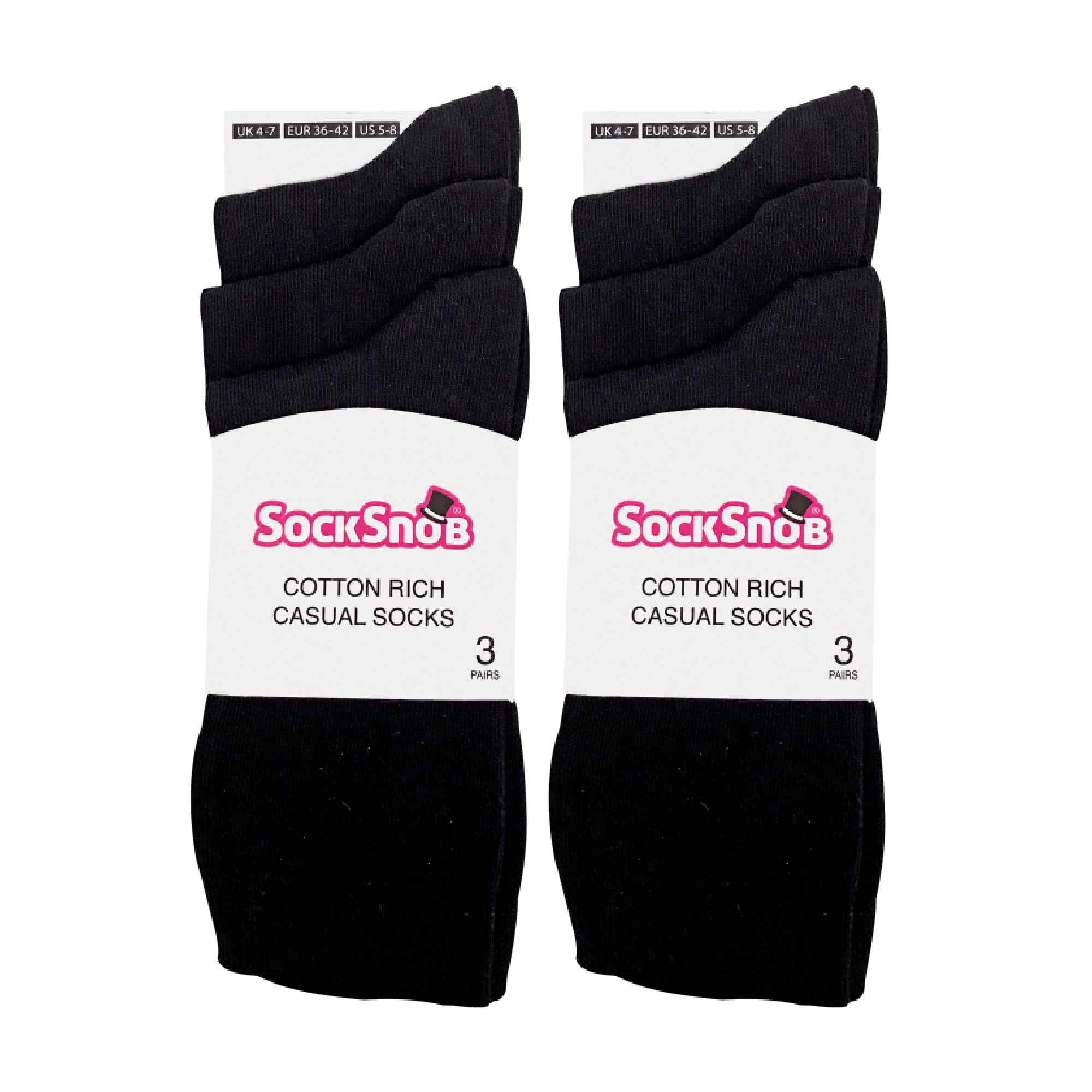 Ladies Plain Coloured Cotton Rich Dress Socks (Multipack Options)