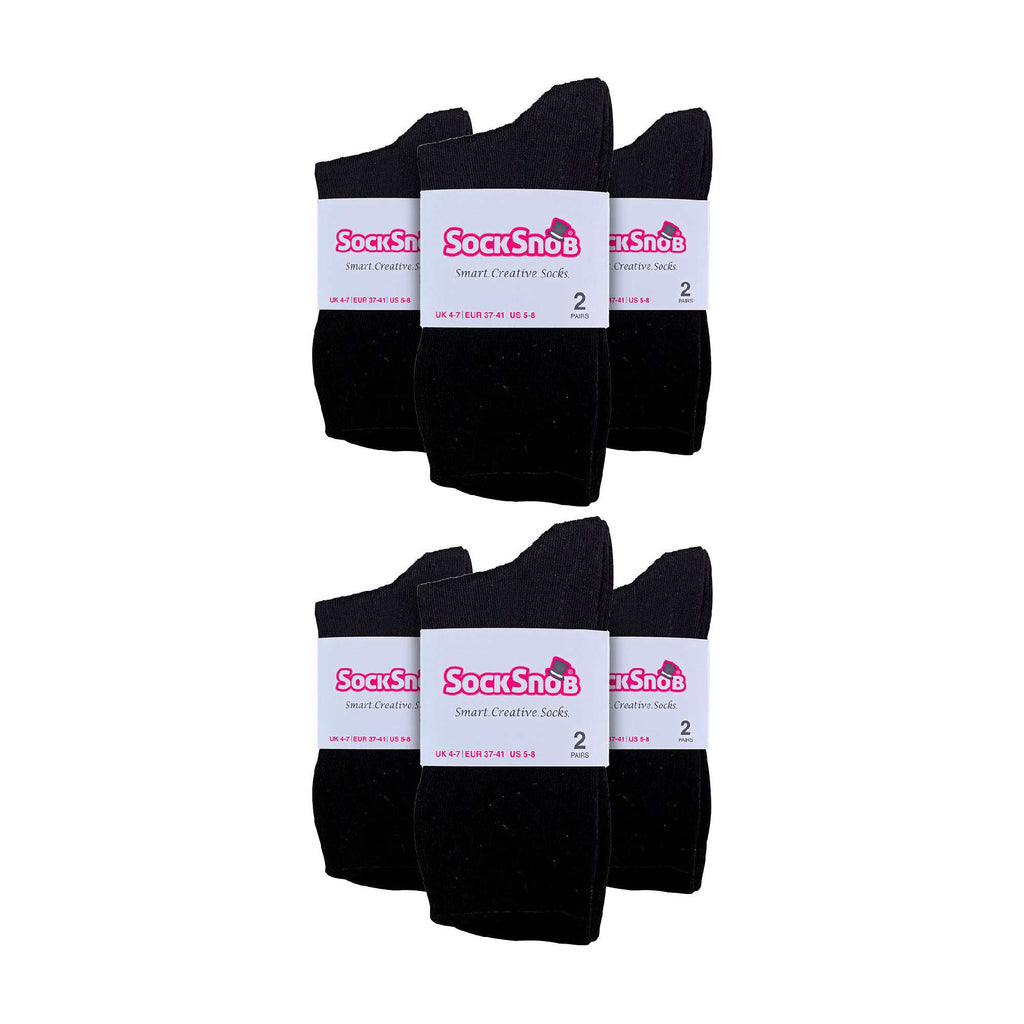 Ladies Plain Coloured Cotton Rich Dress Socks (Multipack Options)