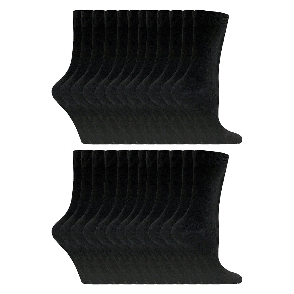 Ladies Plain Coloured Cotton Rich Dress Socks (Multipack Options)