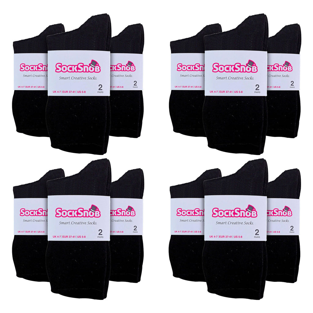 Ladies Plain Coloured Cotton Rich Dress Socks (Multipack Options)