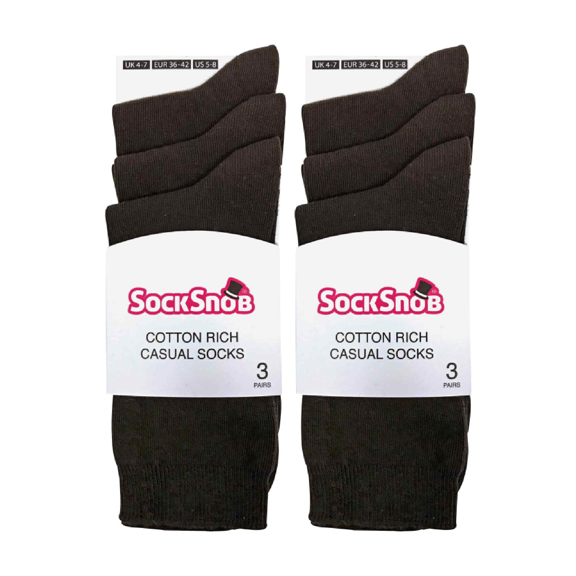 Ladies Plain Coloured Cotton Rich Dress Socks (Multipack Options)
