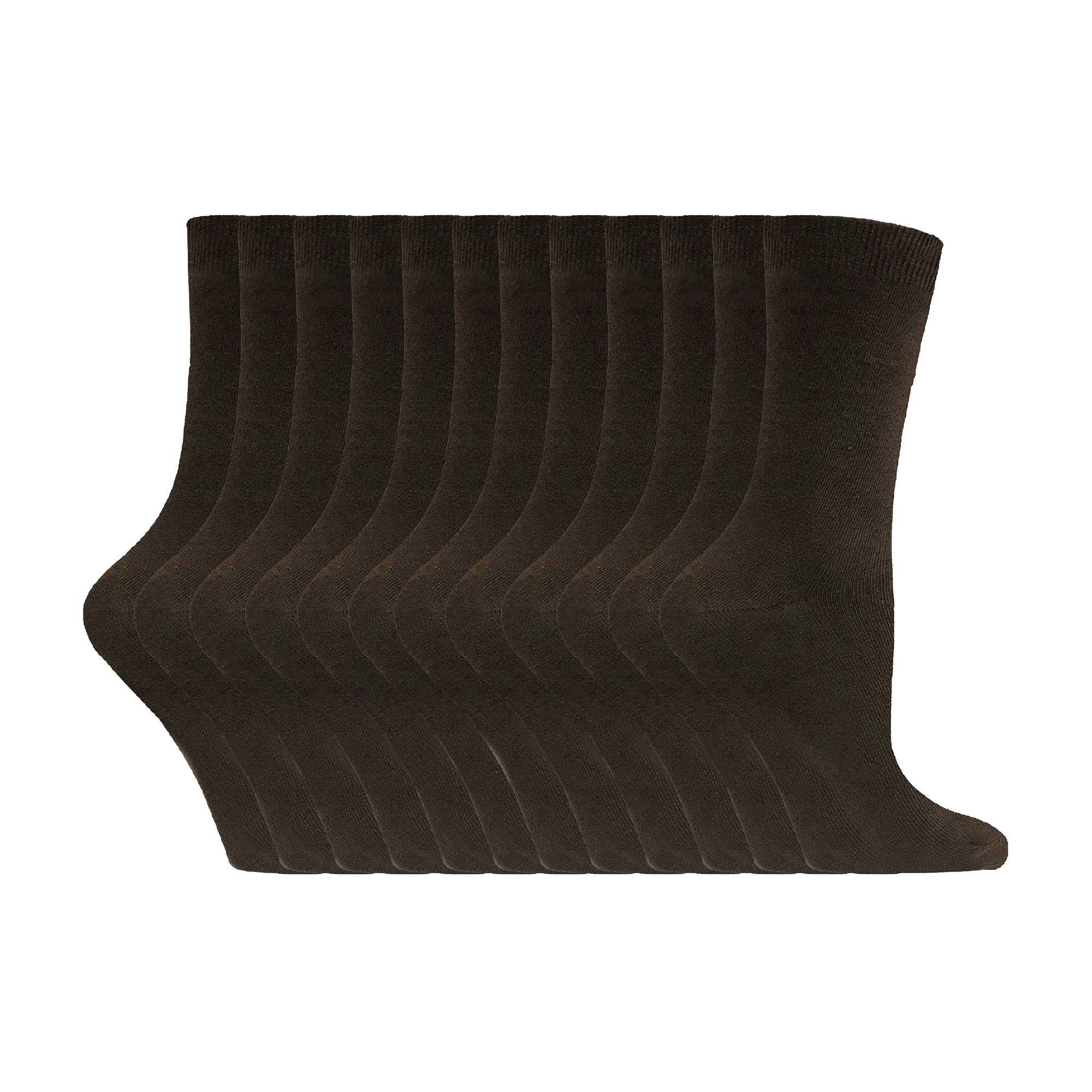 Ladies Plain Coloured Cotton Rich Dress Socks (Multipack Options)