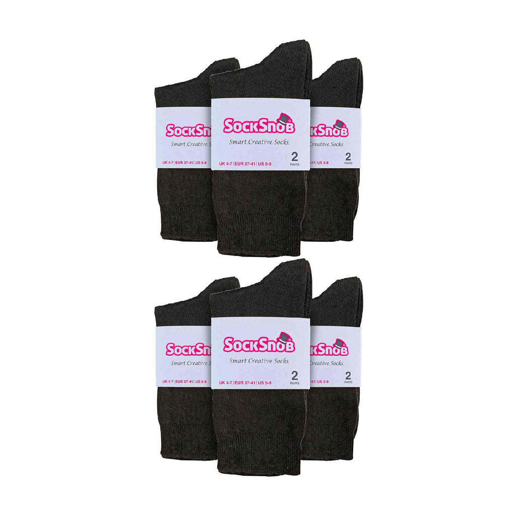 Ladies Plain Coloured Cotton Rich Dress Socks (Multipack Options)
