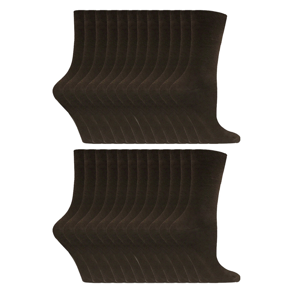 Ladies Plain Coloured Cotton Rich Dress Socks (Multipack Options)