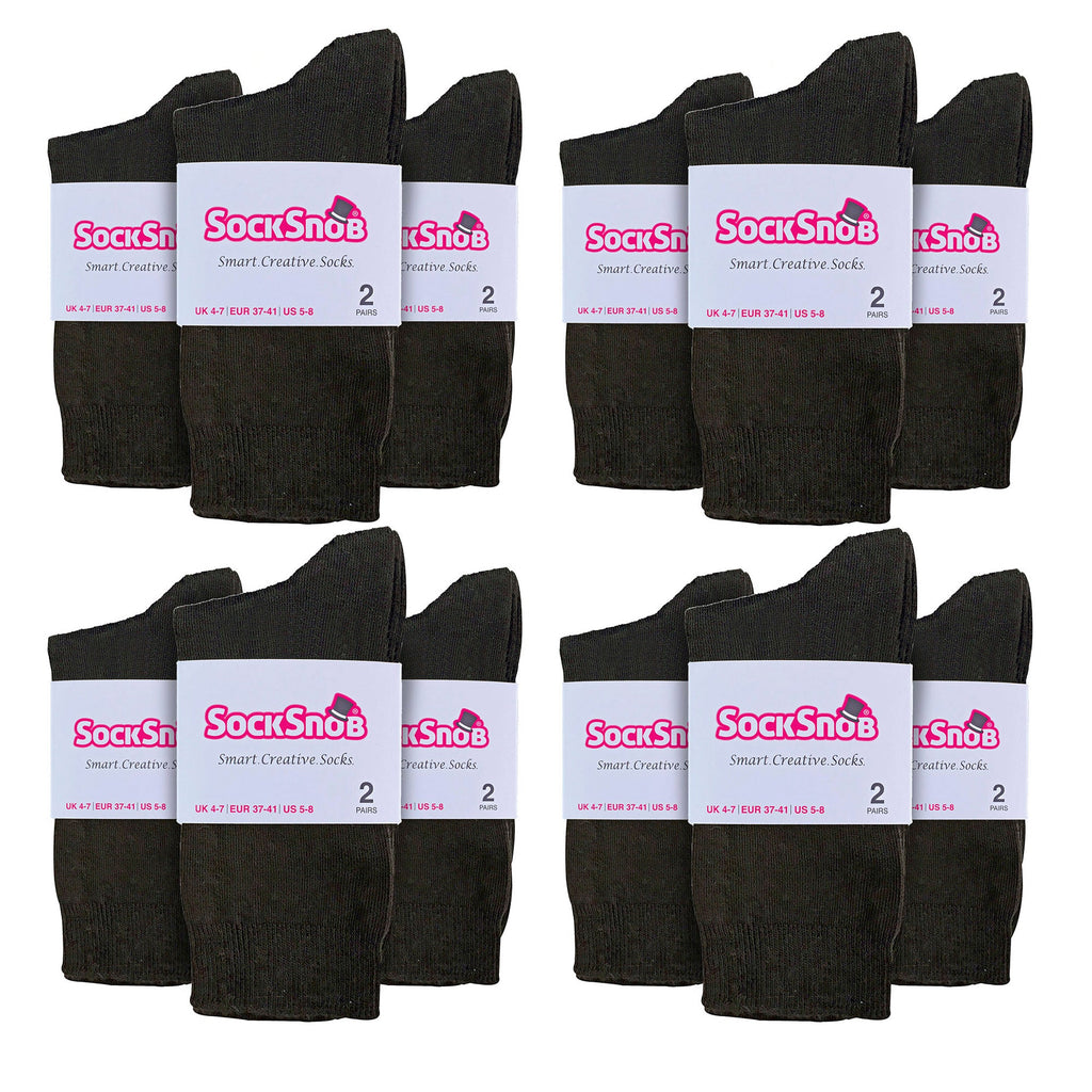 Ladies Plain Coloured Cotton Rich Dress Socks (Multipack Options)