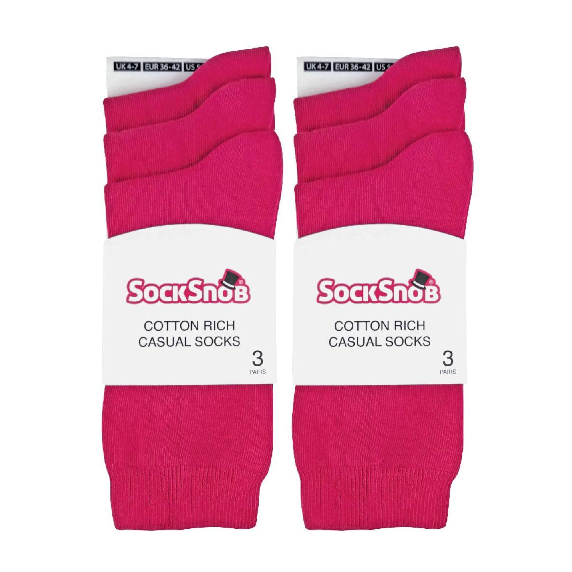 Ladies Plain Coloured Cotton Rich Dress Socks (Multipack Options)