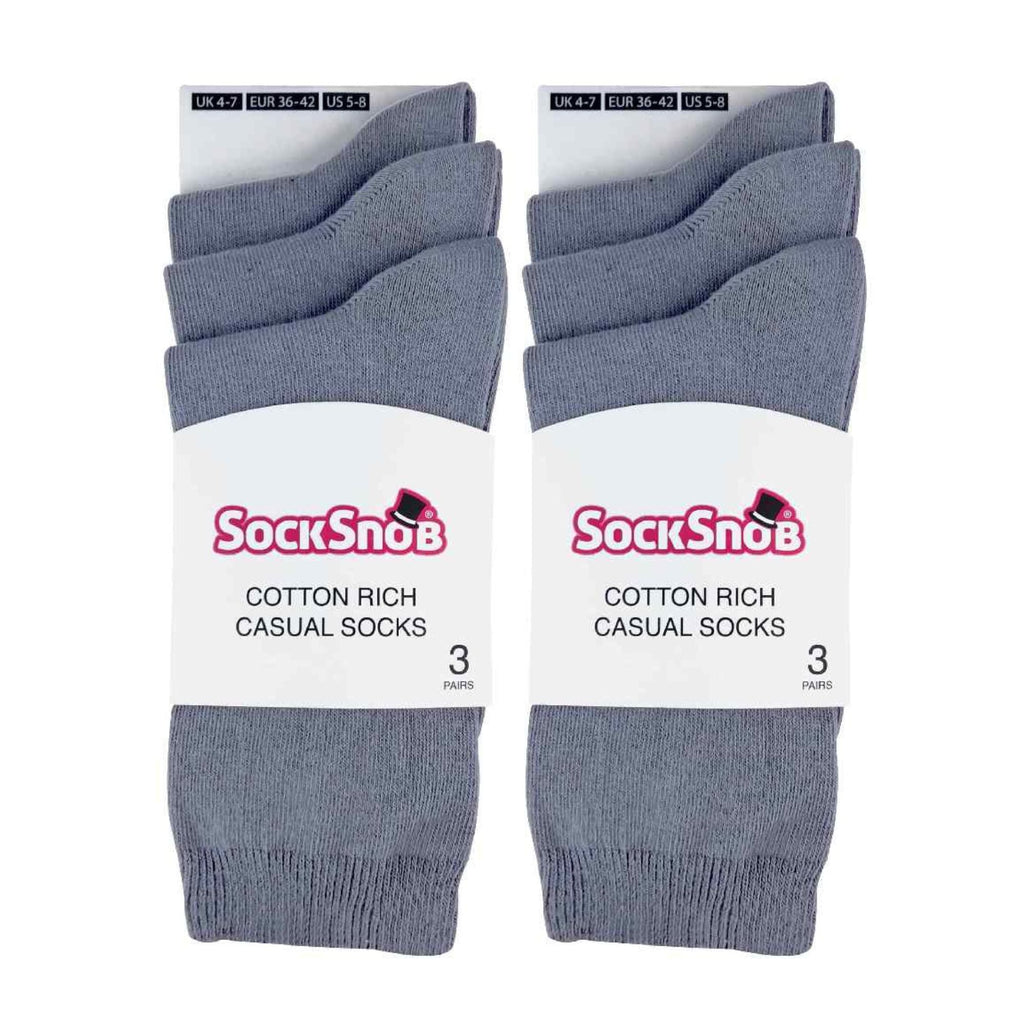Ladies Plain Coloured Cotton Rich Dress Socks (Multipack Options)
