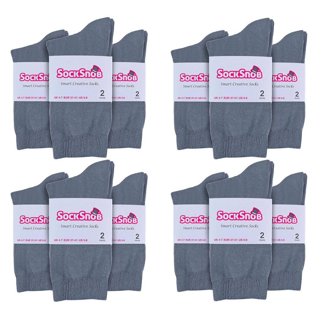 Ladies Plain Coloured Cotton Rich Dress Socks (Multipack Options)