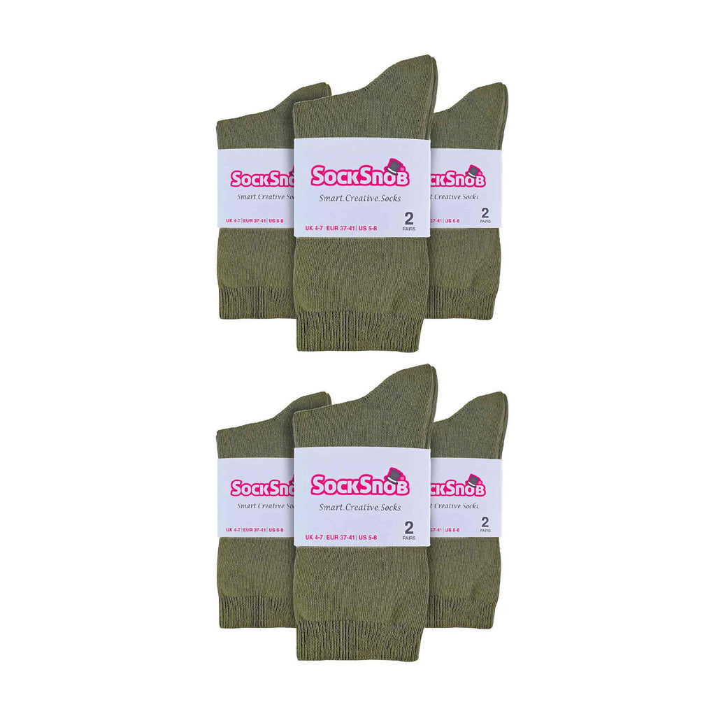 Ladies Plain Coloured Cotton Rich Dress Socks (Multipack Options)