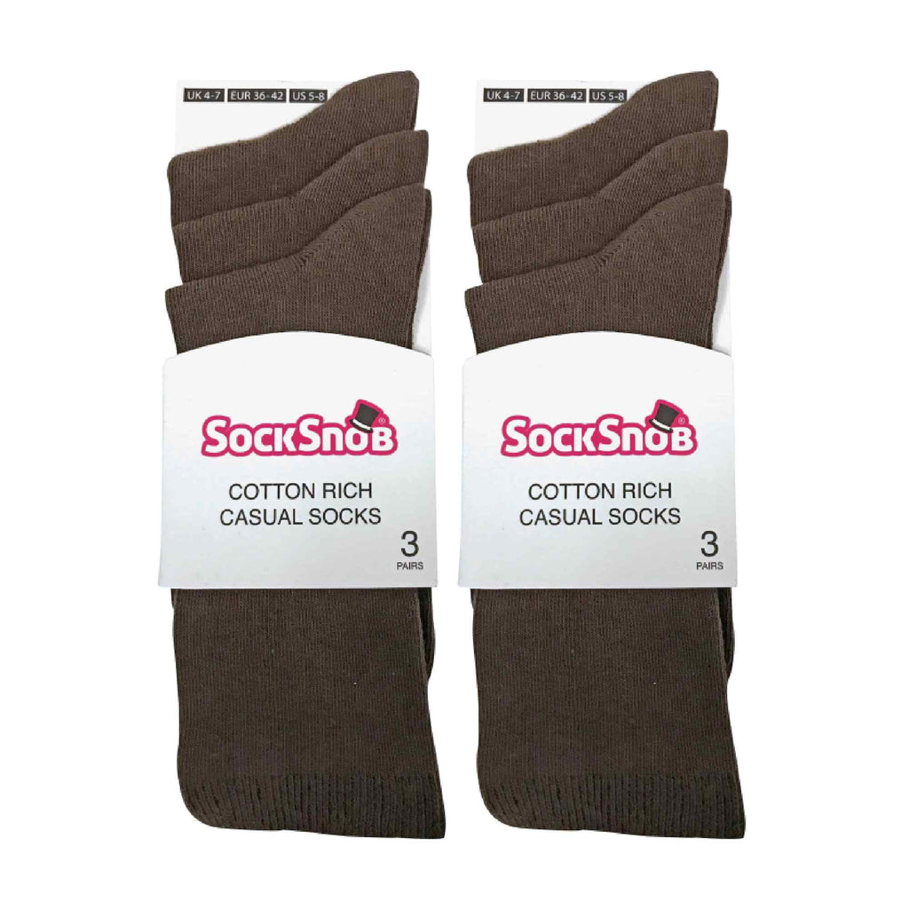 Ladies Plain Coloured Cotton Rich Dress Socks (Multipack Options)