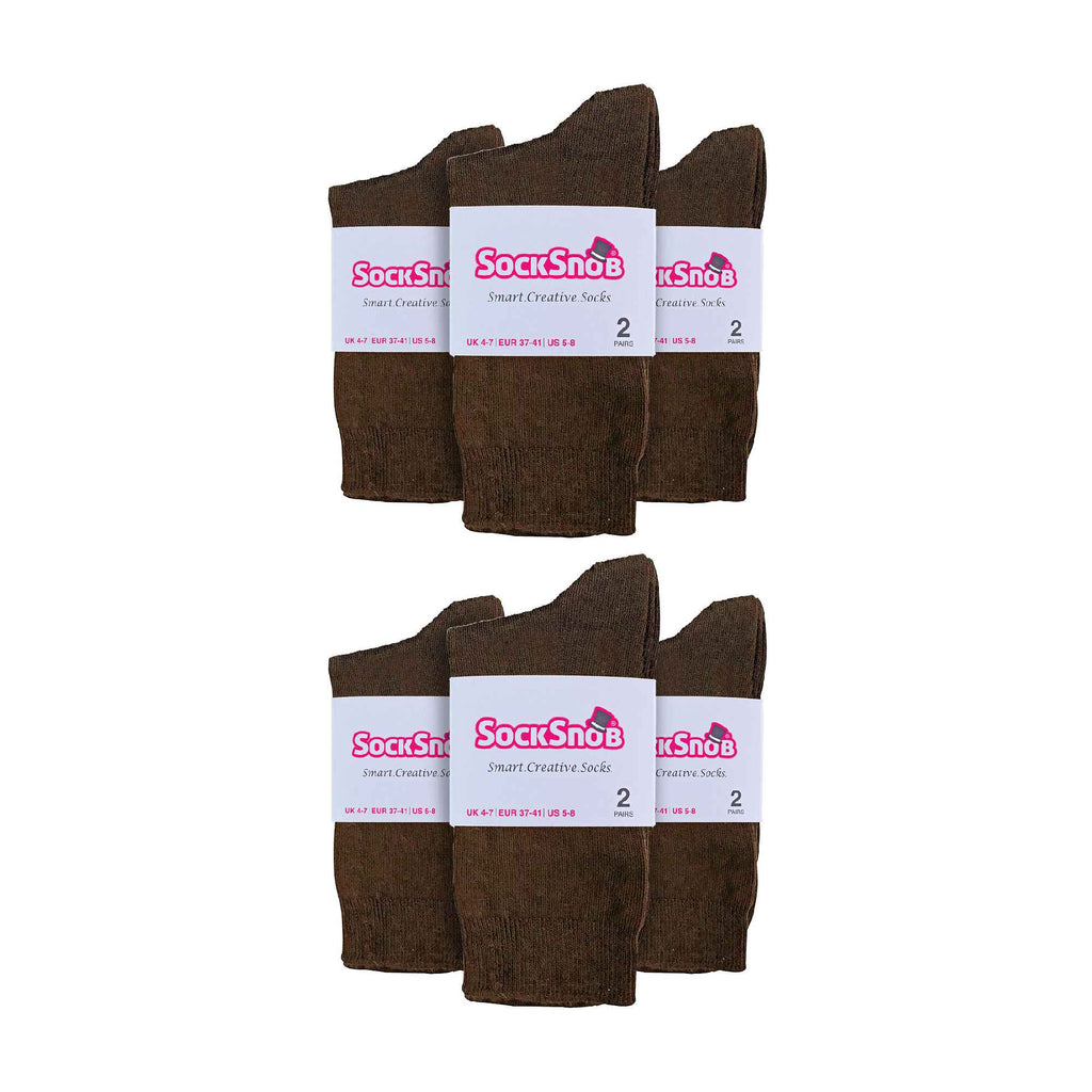 Ladies Plain Coloured Cotton Rich Dress Socks (Multipack Options)