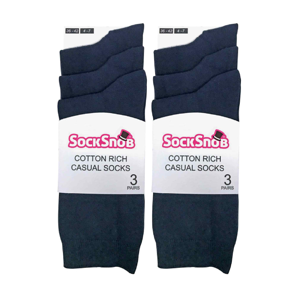 Ladies Plain Coloured Cotton Rich Dress Socks (Multipack Options)