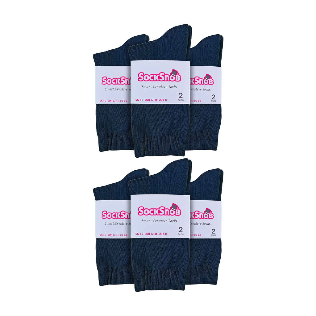 Ladies Plain Coloured Cotton Rich Dress Socks (Multipack Options)