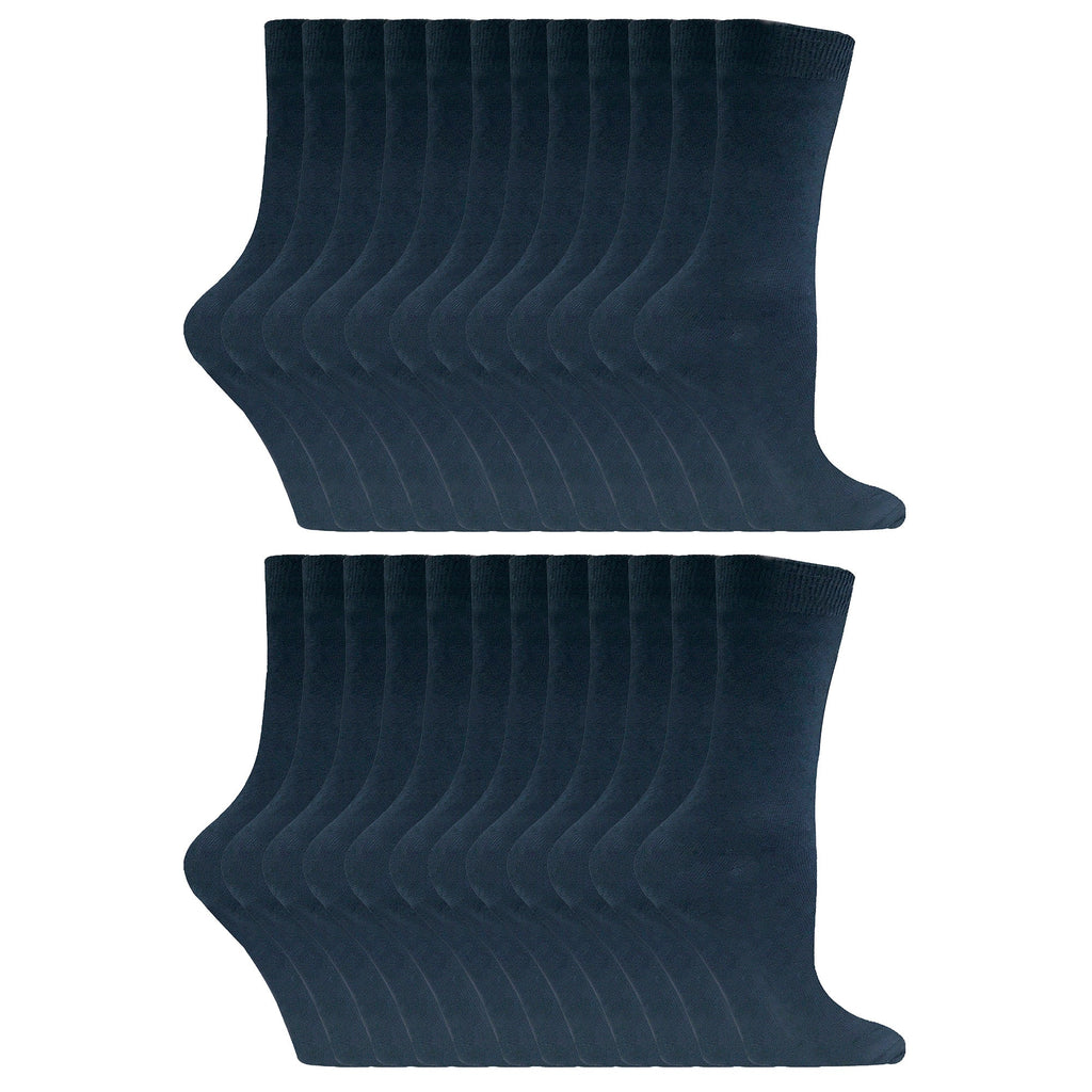 Ladies Plain Coloured Cotton Rich Dress Socks (Multipack Options)