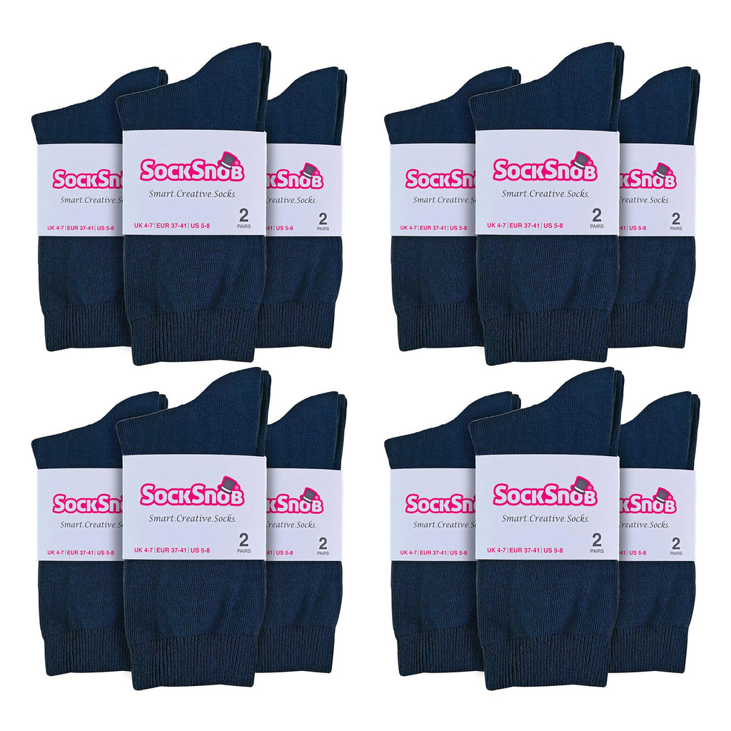 Ladies Plain Coloured Cotton Rich Dress Socks (Multipack Options)