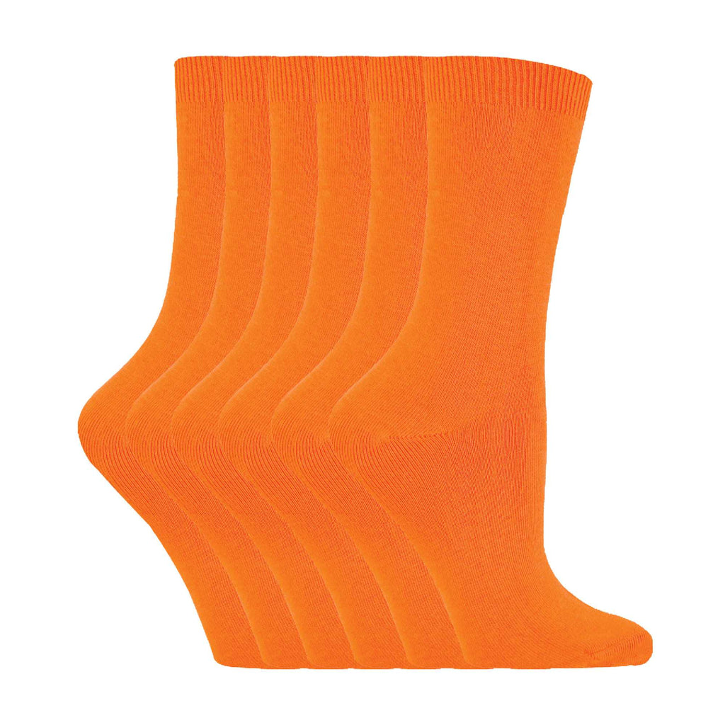 Ladies Plain Coloured Cotton Rich Dress Socks (Multipack Options)