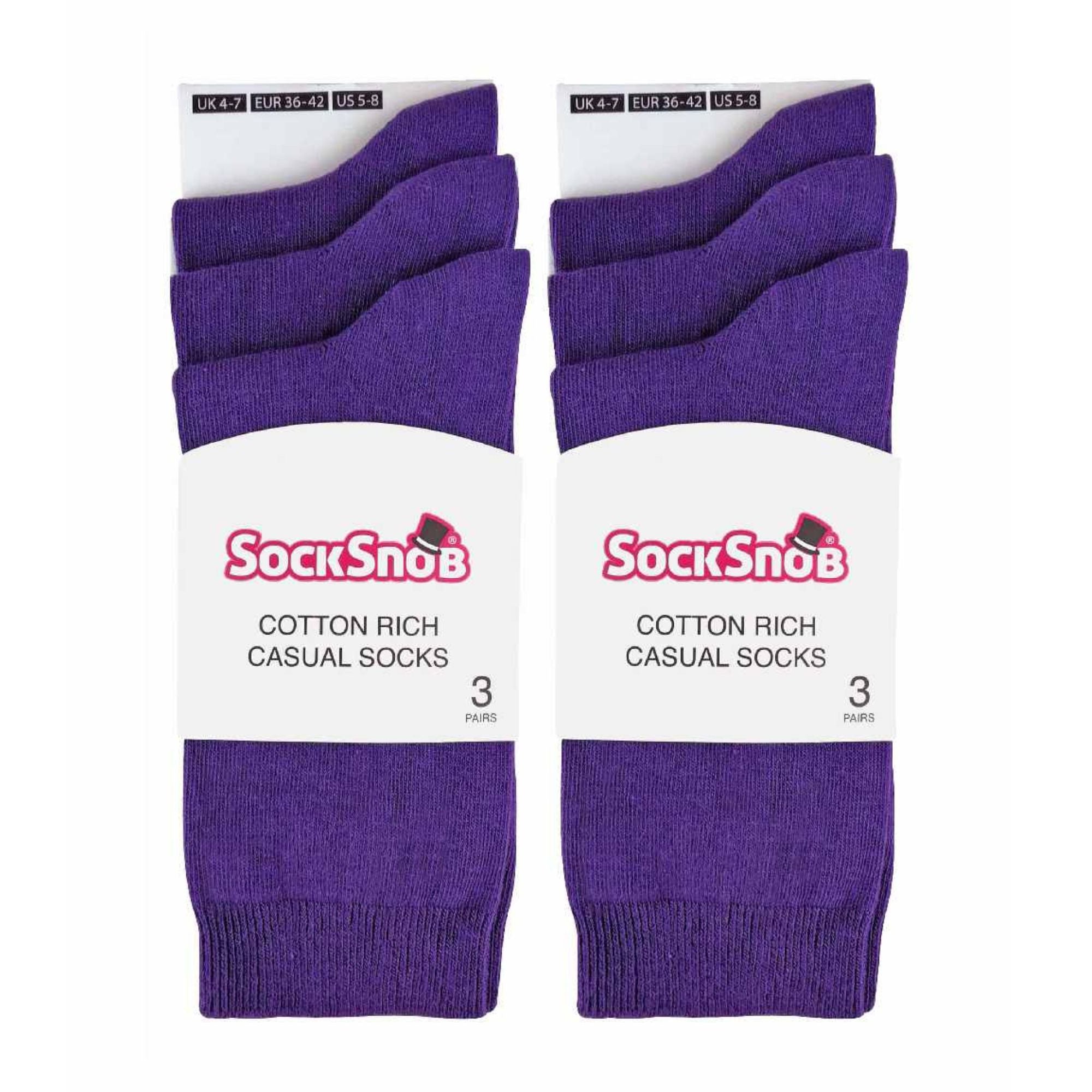 Ladies Plain Coloured Cotton Rich Dress Socks (Multipack Options)