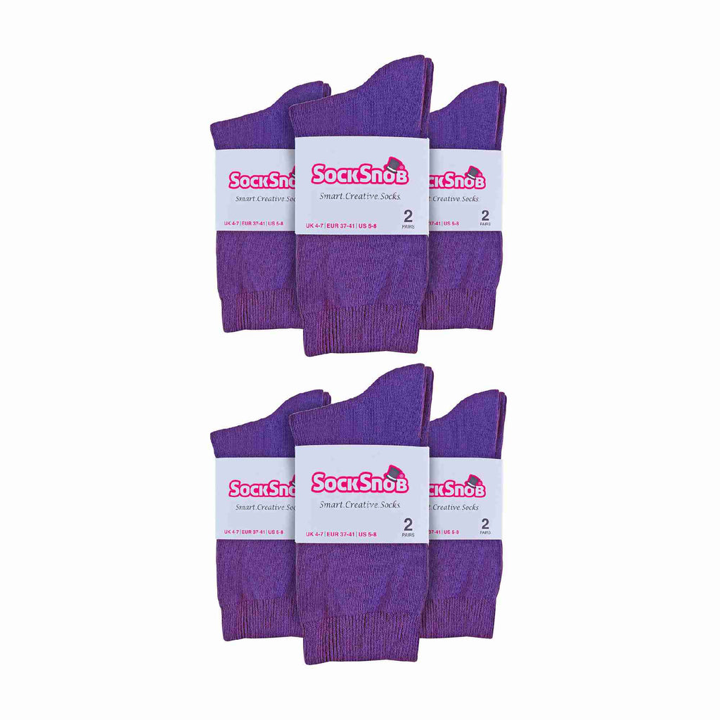 Ladies Plain Coloured Cotton Rich Dress Socks (Multipack Options)