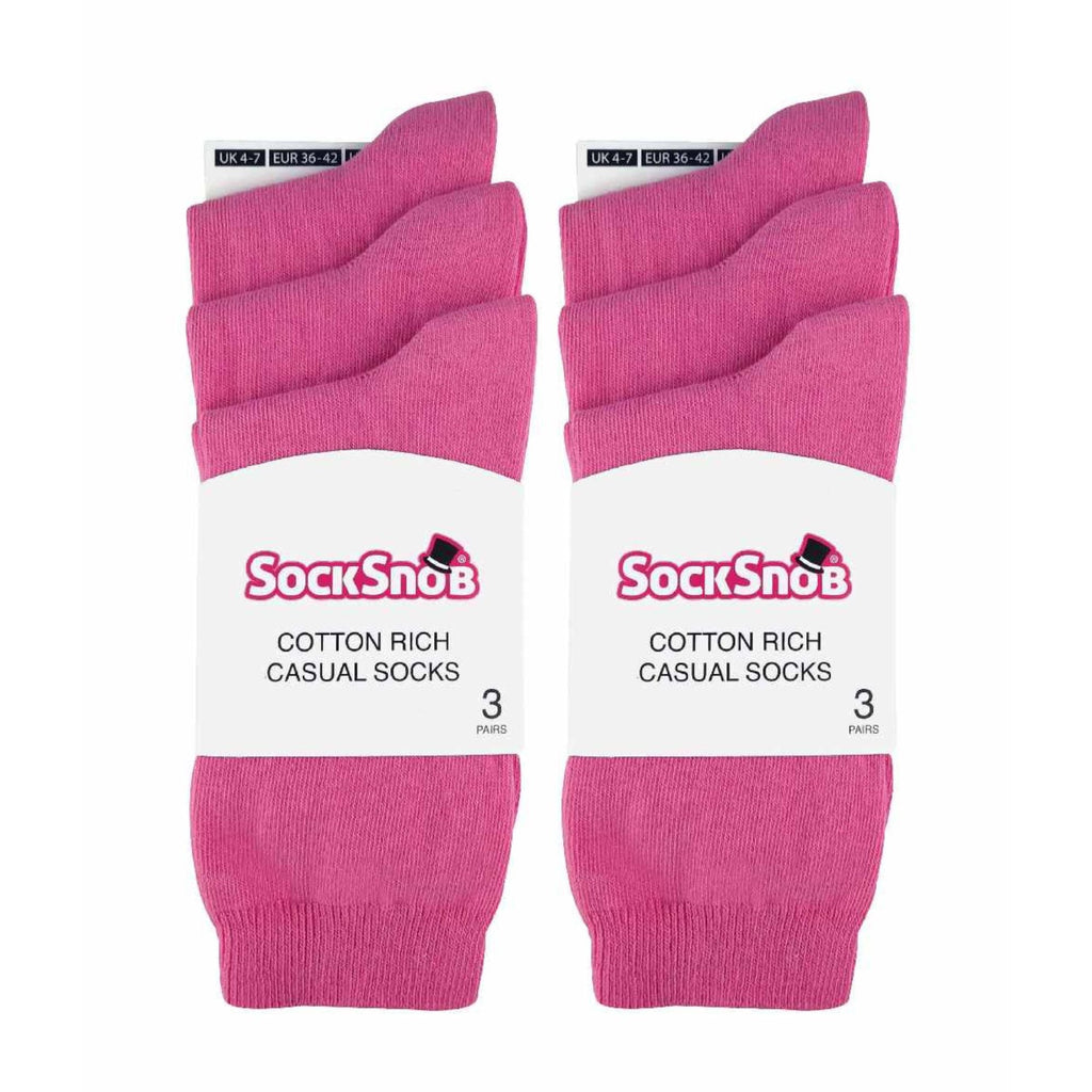 Ladies Plain Coloured Cotton Rich Dress Socks (Multipack Options)