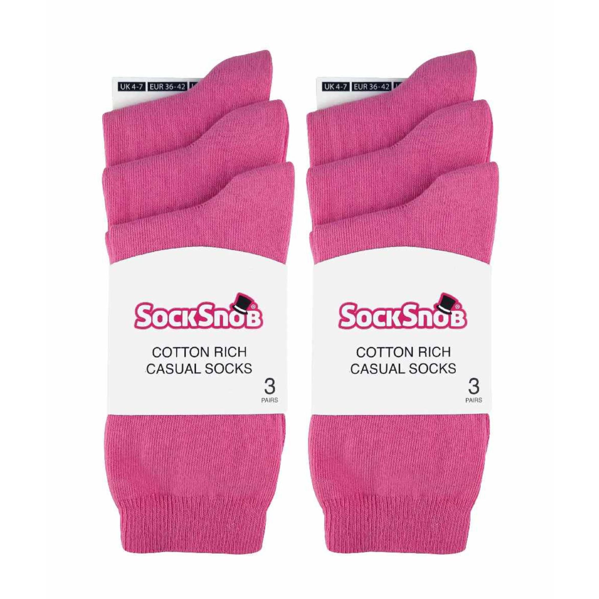 Ladies Plain Coloured Cotton Rich Dress Socks (Multipack Options)