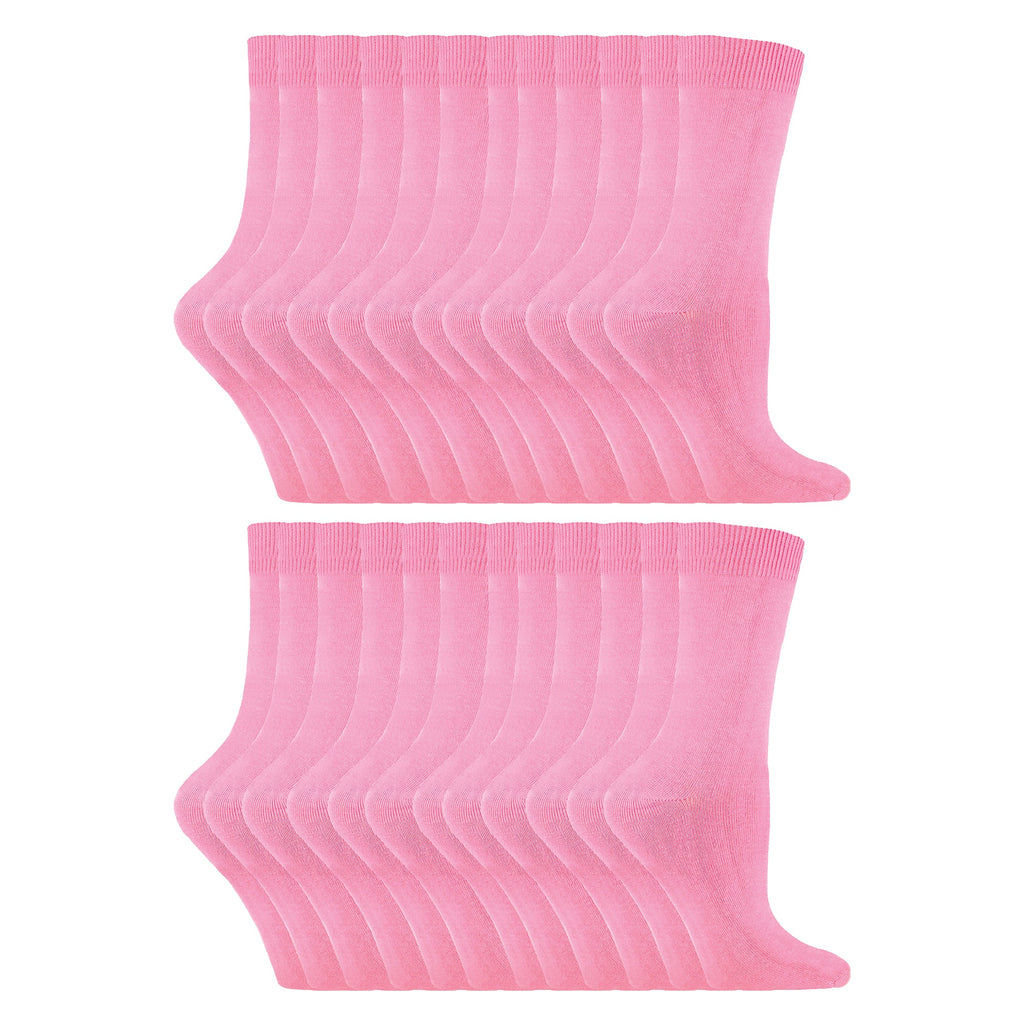 Ladies Plain Coloured Cotton Rich Dress Socks (Multipack Options)