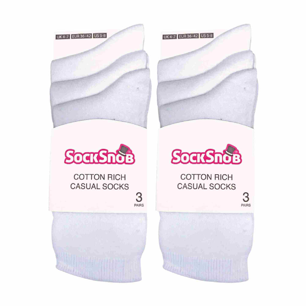 Ladies Plain Coloured Cotton Rich Dress Socks (Multipack Options)