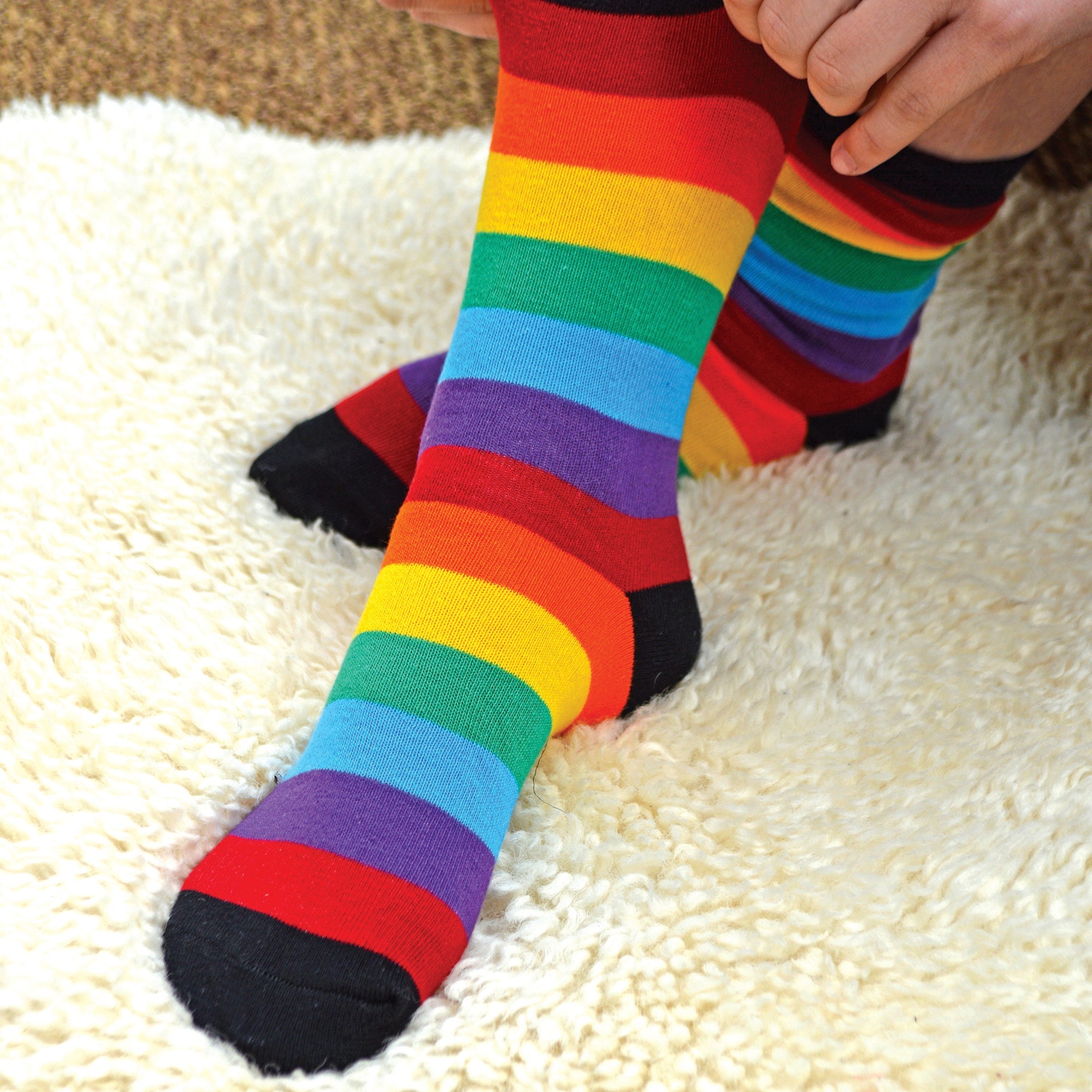 3 Pack Mens & Ladies Bright Patterned Striped Cotton Rainbow Socks