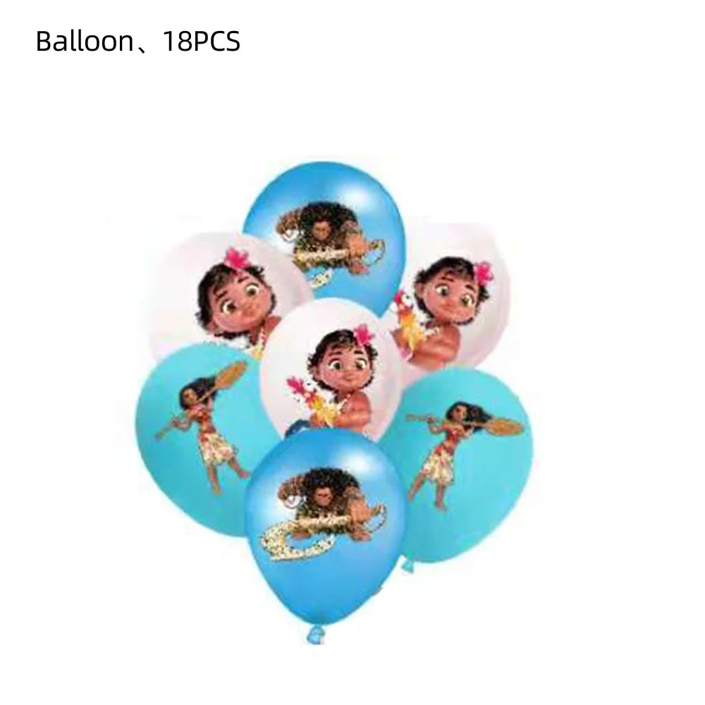 Disney Moana Birthday Decoration Tableware Cup Plate Backdrop Banner Kit Vaiana Moana Theme Happy Party Deco Balloons Supply Set