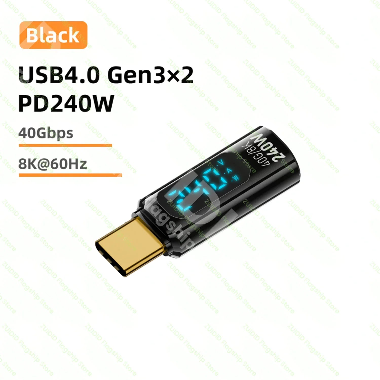 Transparent LED Display PD240W USB4.0 40Gbps Type C to C OTG Adapter 8K@60Hz 5A Fast Charging Cable for iPhone 15 14 MacBook Pro
