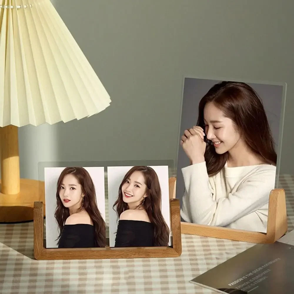 Acrylic U-Shaped Wooden Photo Frame – Walnut & Beech Desk Display